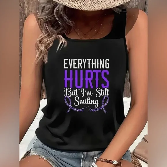 Black Graphic Women's Tank Top - Picture 2 of 6